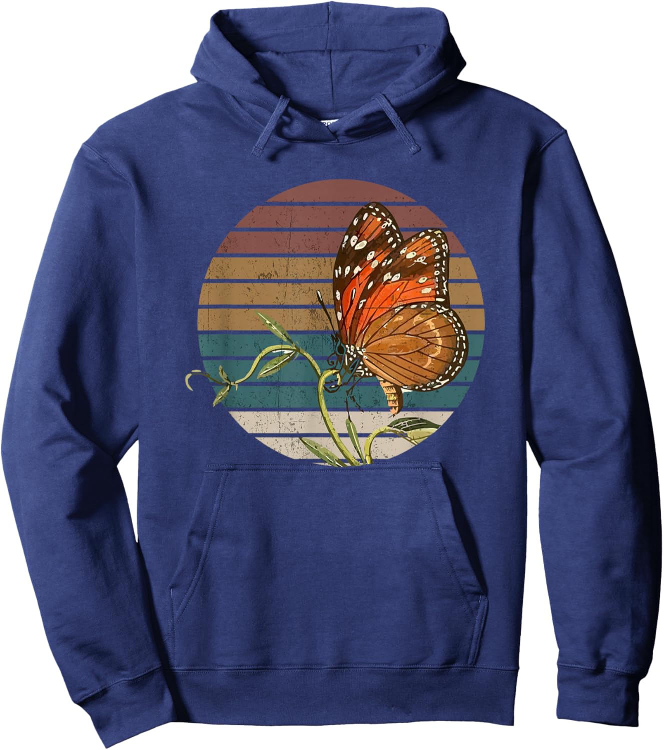 Retro Butterfly Lover Monarch Entomolgist Vintage Milkweed Hoodie - Hoodie | Navy