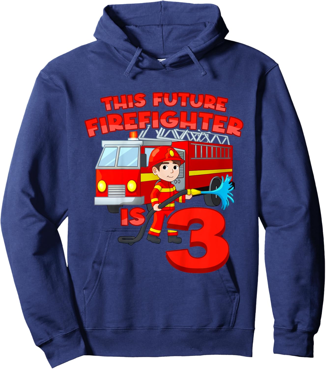 3th Birthday Future Firefighter With Fire Truck 3 Year Old Hoodie - Hoodie | Navy