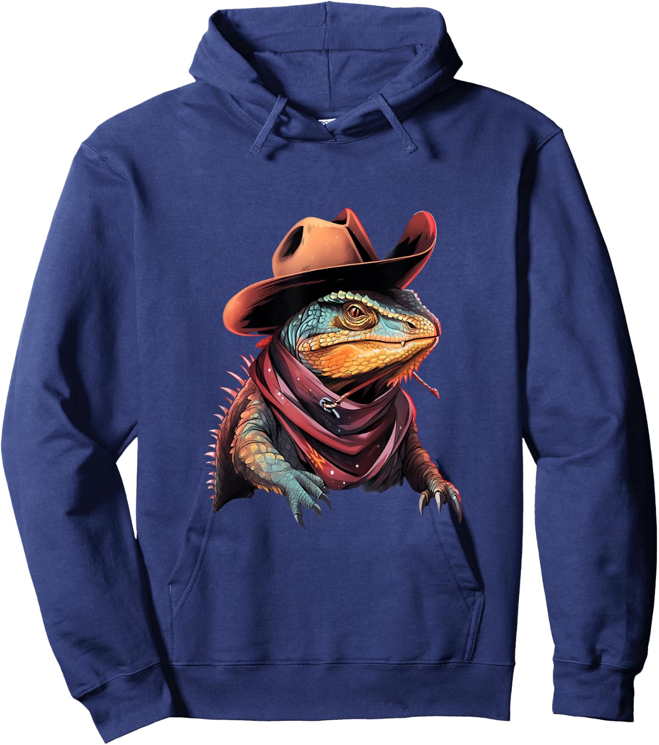 Bearded Dragon Cowboy Hat Reptile Lizard Western Hoodie - Hoodie | Navy