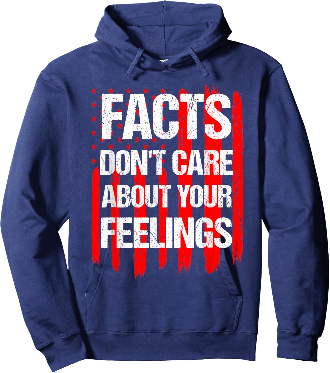 Facts Don't Care About Your Feelings Vintage American Flag Hoodie - Hoodie | Navy