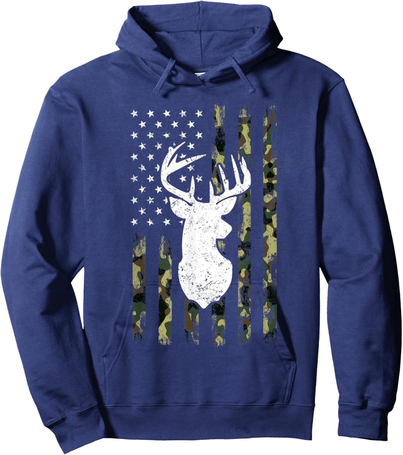 Hunting Shirt American Camouflage Flag Deer Silhouette Hoodie - Hoodie | Navy