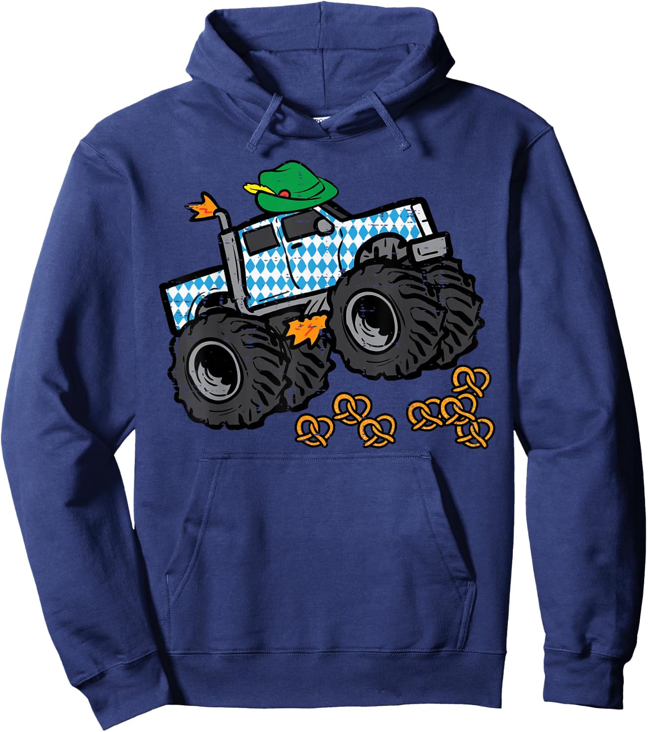 Oktoberfest Monster Truck Pretzels German Toddler Boys Kids Hoodie - Hoodie | Navy