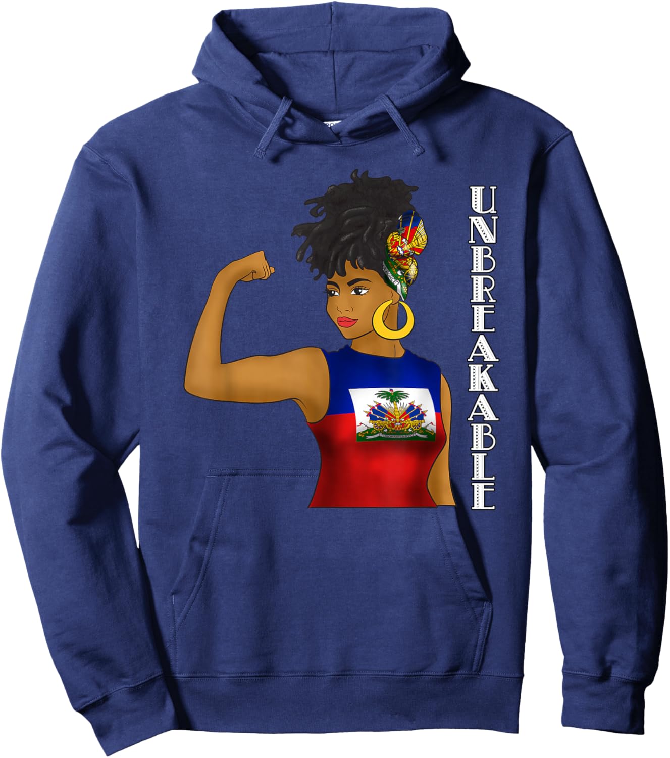 Haiti Haitian Flag Day Proud Ayiti Woman Unbreakable Hoodie - Hoodie | Navy