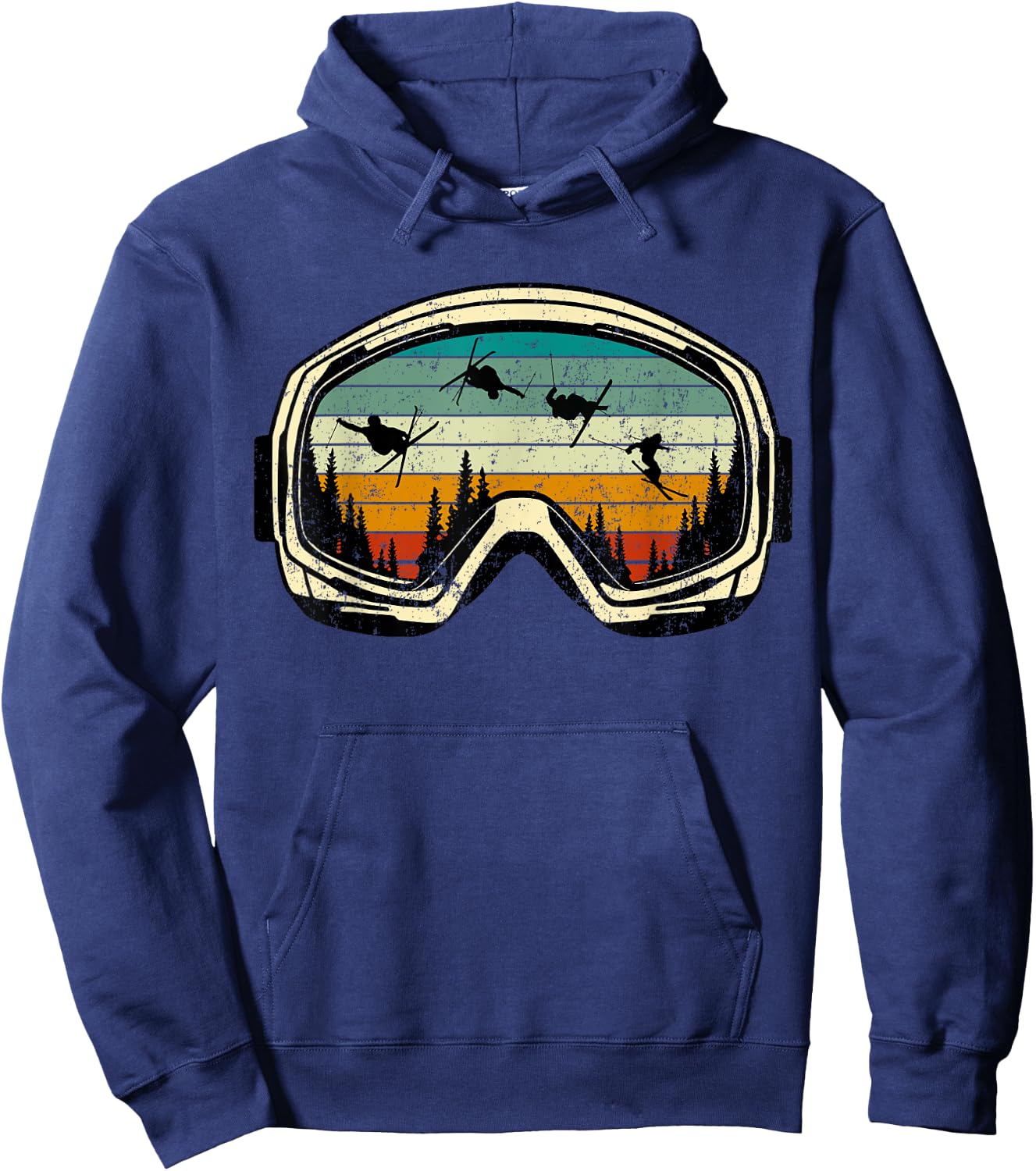 Ski Goggles Mountain Free Style Retro tricks Winter Vacation Hoodie - Hoodie | Navy