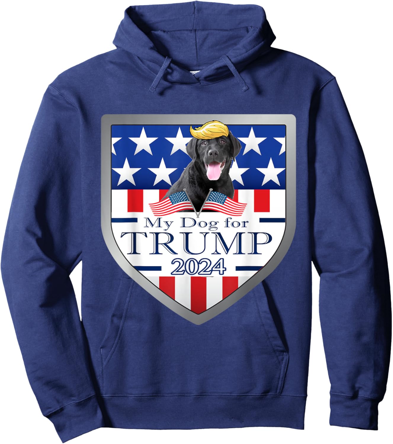 My Dog For Trump 2024 Black Lab Women Hoodie - Hoodie | Navy