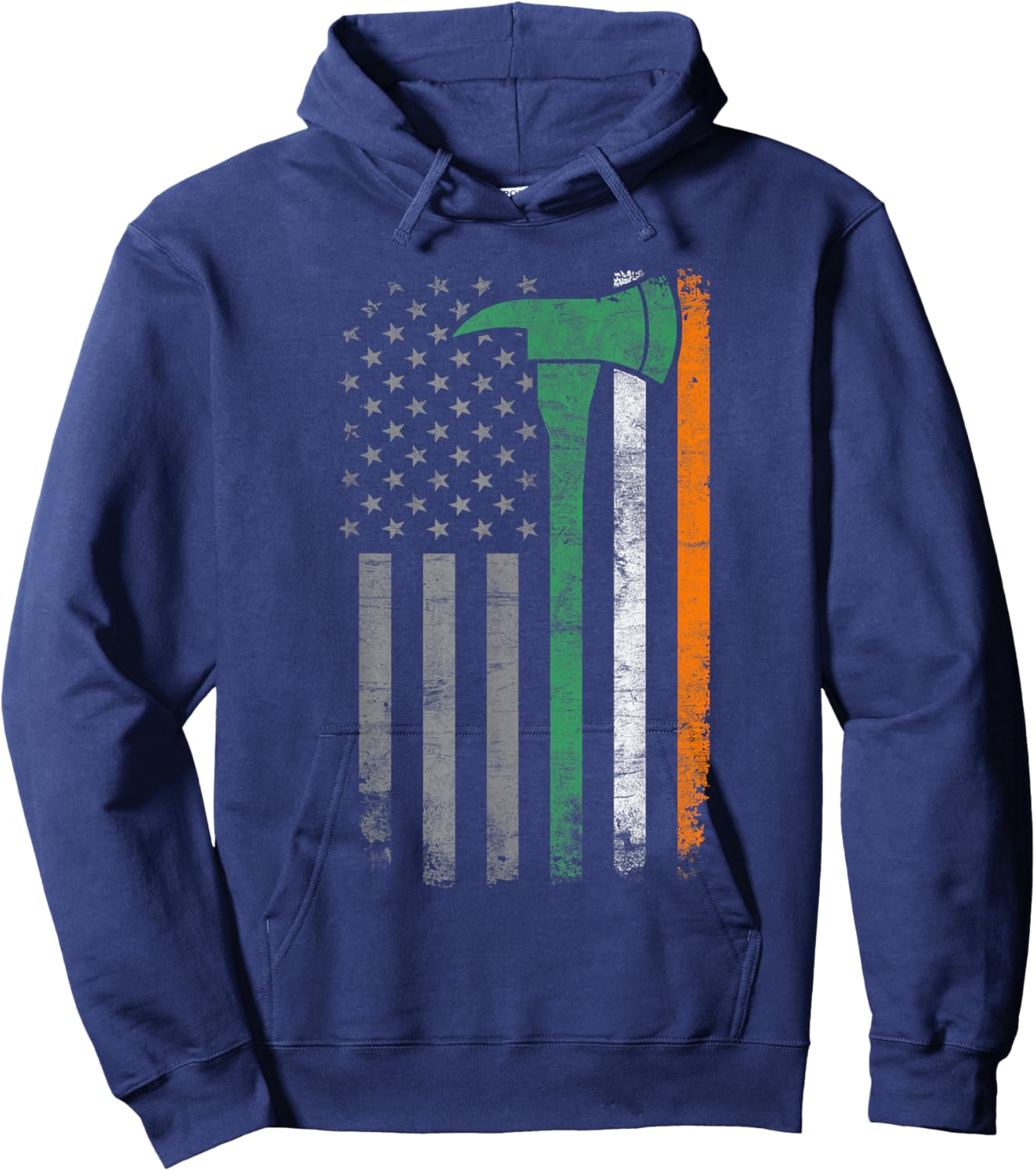 Firefighter St Patrick Day Shirt Vintage Axes American Flag Kids Men Hoodie - Hoodie | Navy