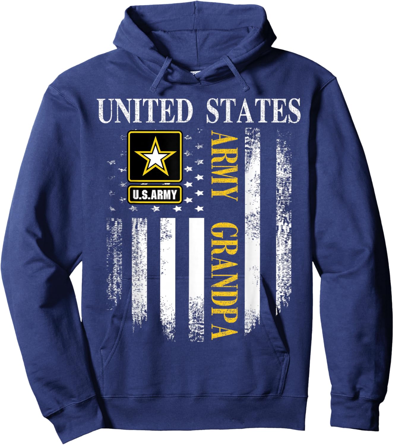 Vintage United States Army Grandpa With American Flag Gift Hoodie - Hoodie | Navy