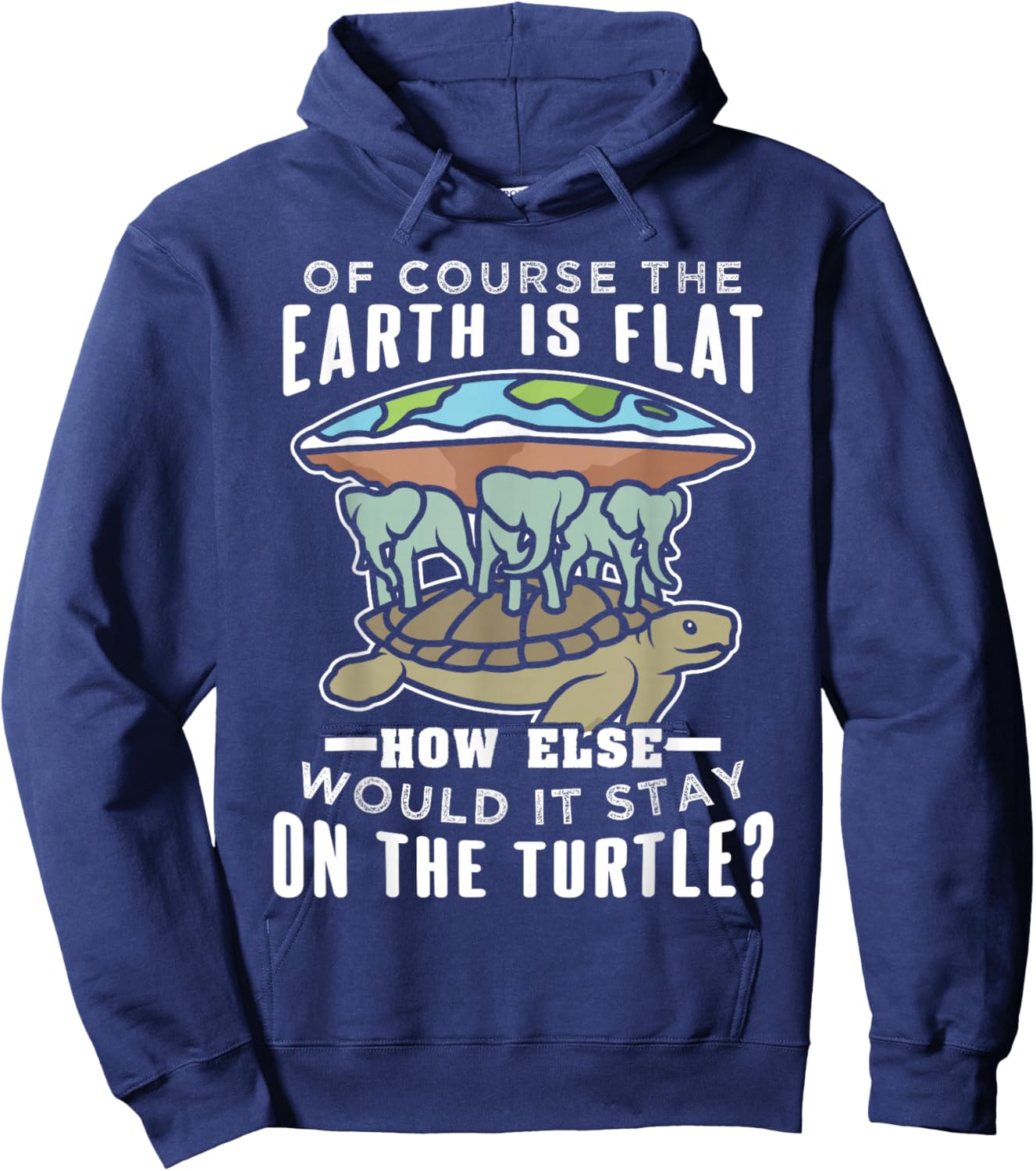Flat Earth Turtle Design For Conspiracy Theorist Hoodie - Hoodie | Navy