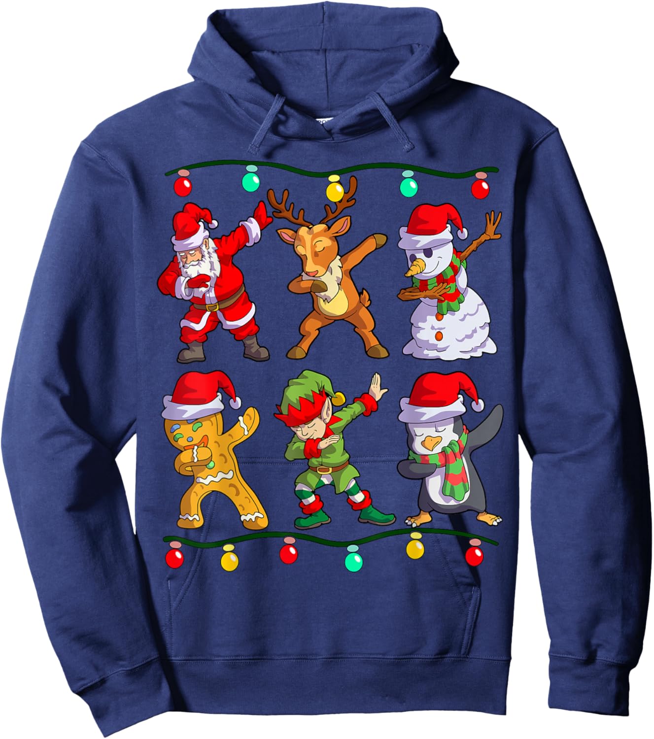 Christmas Kids Boys Men Dabbing Santa Elf Deer Friends Xmas Hoodie - Hoodie | Navy