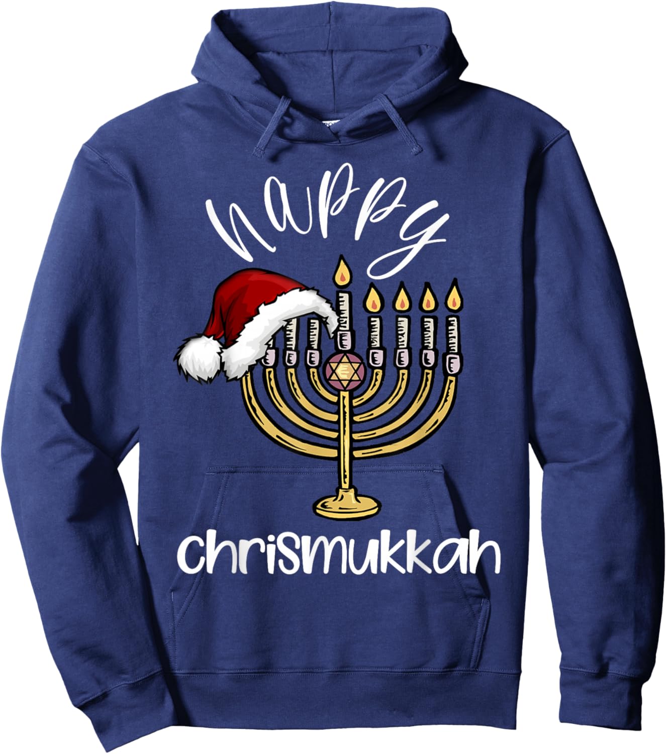 merry chrismukkah happy hanukkah christmas santa hat Xmas Hoodie - Hoodie | Navy