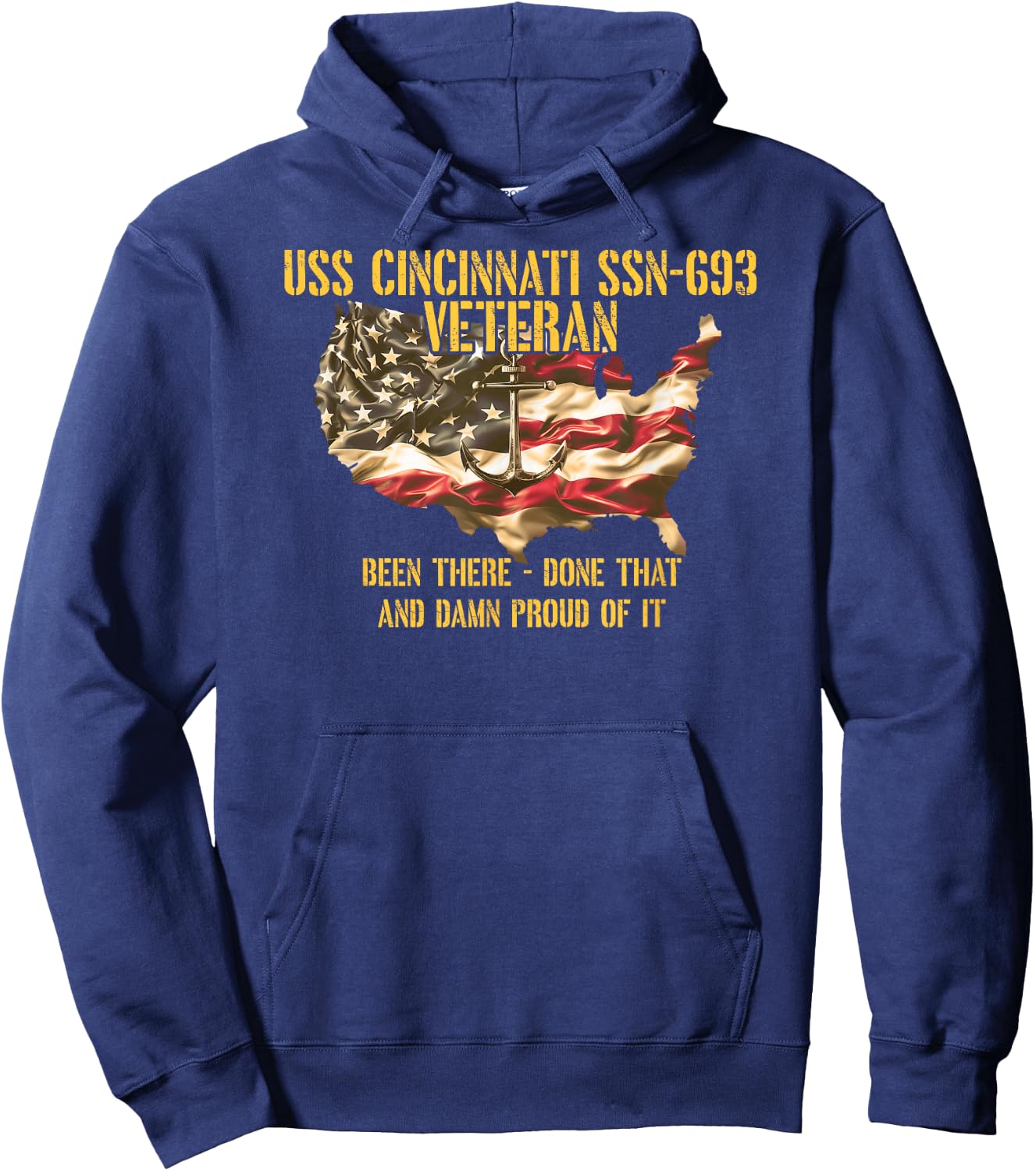 Vintage USS Cincinnati SSN-693 Attack Submarine Veteran Hoodie - Hoodie | Navy