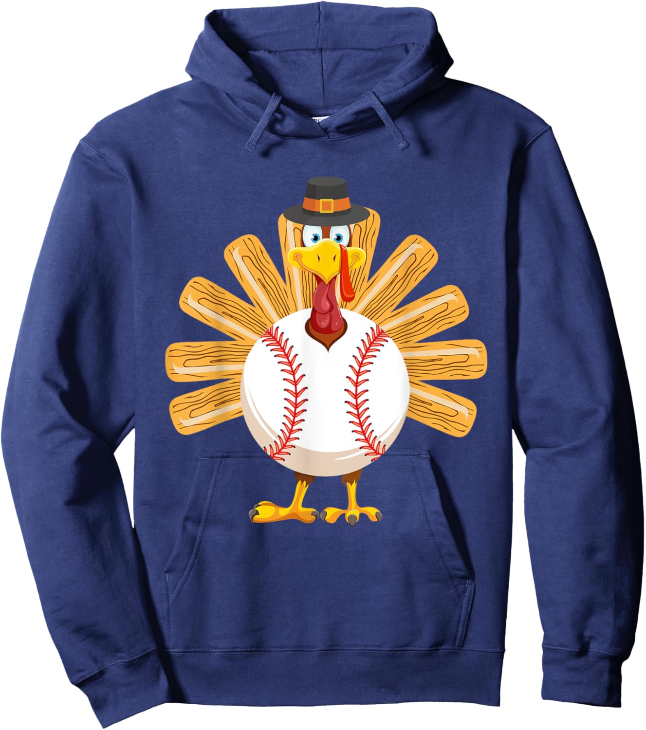Baseball Turkey Thanksgiving Shirt for Boys Toddlers Kid Mom Hoodie - Hoodie | Navy
