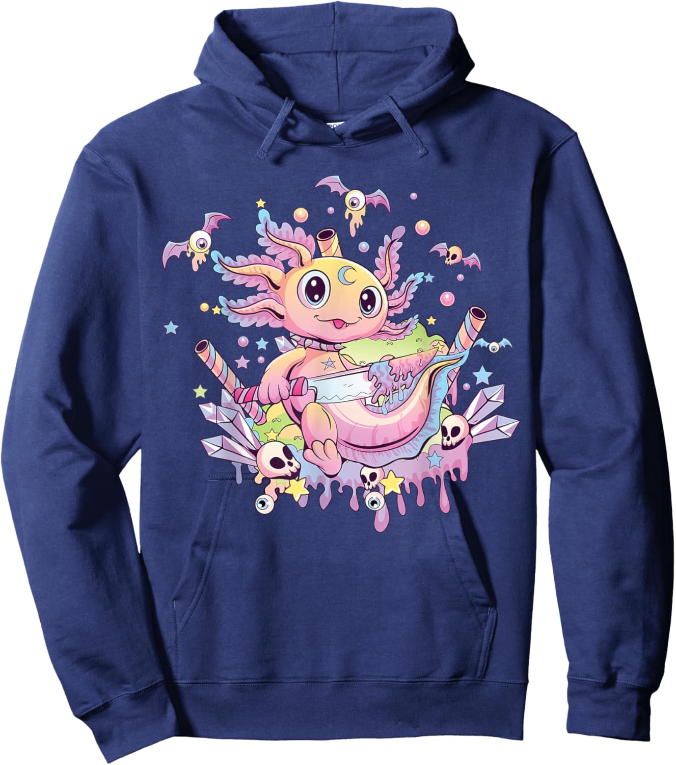 Pastel Goth Cute Creepy Axolotl Gothic Kawaii Menhera Hoodie - Hoodie | Navy