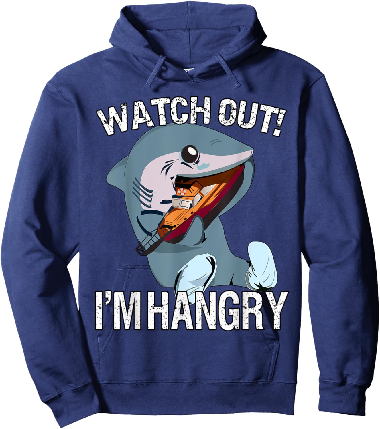 Funny Watch Out! I'm Hangry Cute Hangry Shark Hoodie - Hoodie | Navy