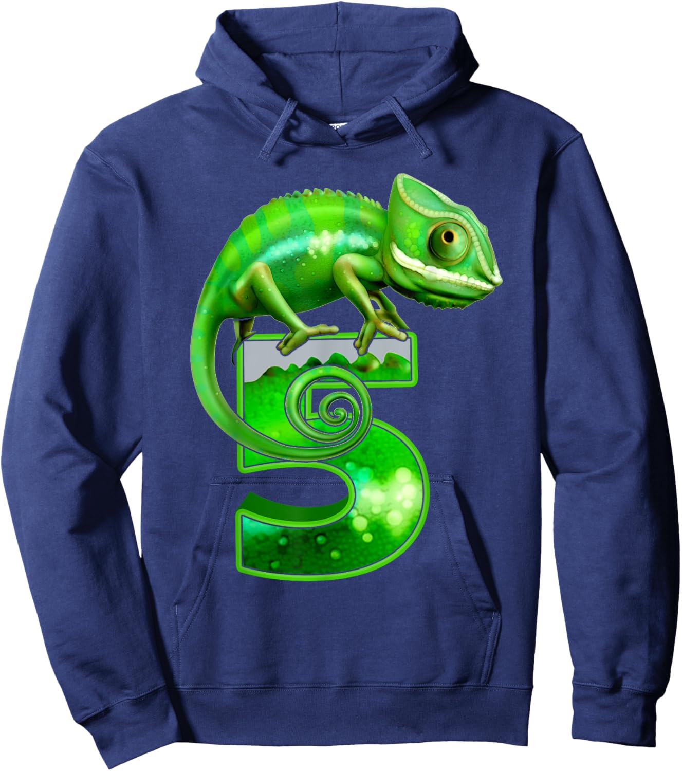 Kids 5 Years Old Lizard 5th Birthday Party Chameleon Hoodie - Hoodie | Navy