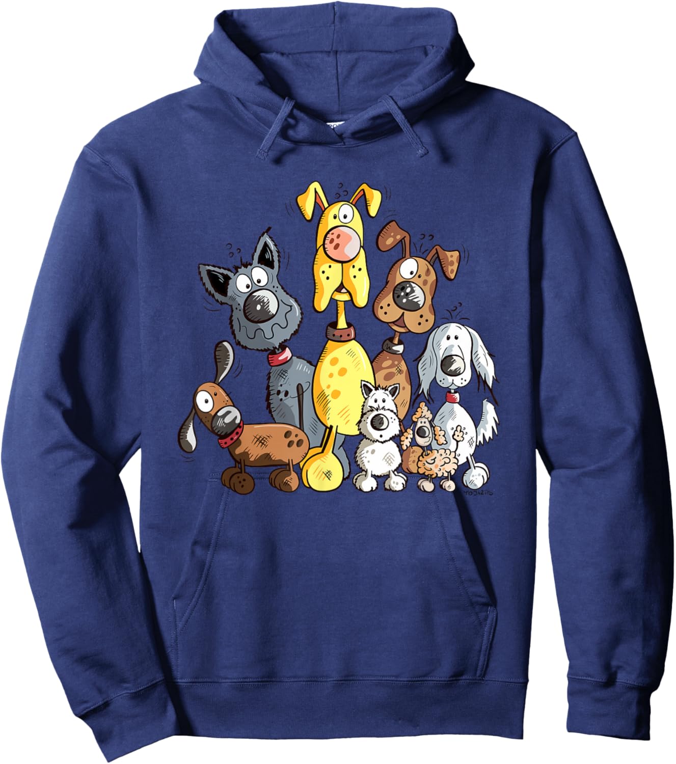 Colorful Dog Team I Dog Cartoon Dog Mom Dad Dog Lover Hoodie - Hoodie | Navy