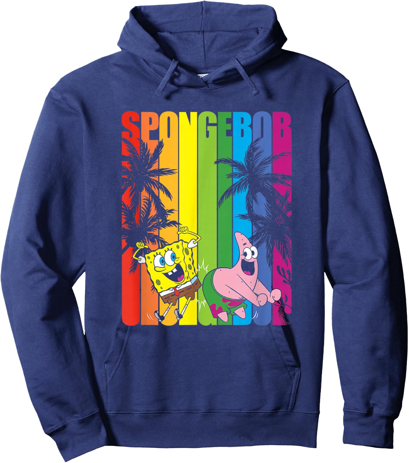SpongeBob SquarePants SpongeBob & Patrick Rainbow Palm Trees Hoodie - Hoodie | Navy