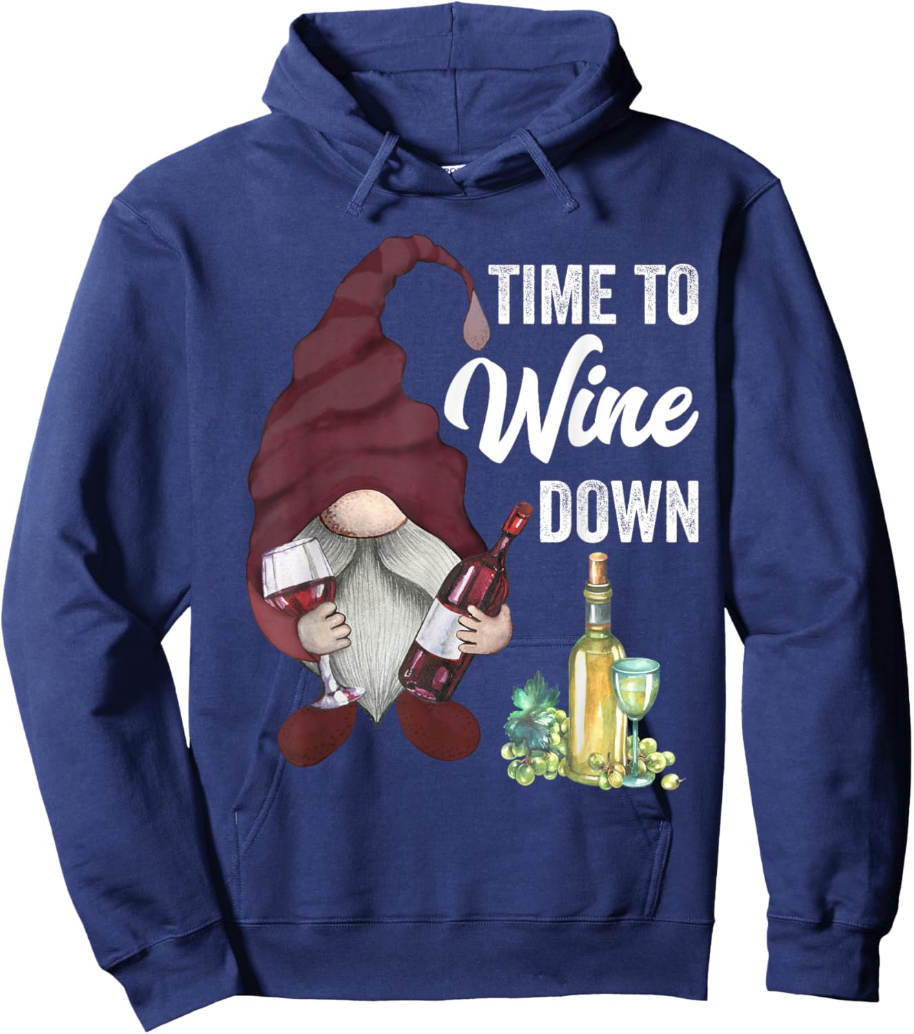 Time to Wine Down Funny Gnome Winery Wine Country Girls Trip Hoodie - Hoodie | Navy