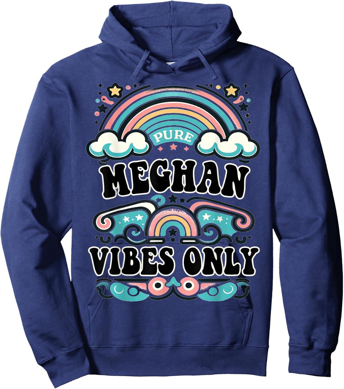 Meghan Vibes Only Cute Retro Girls Meghan Name Hoodie - Hoodie | Navy