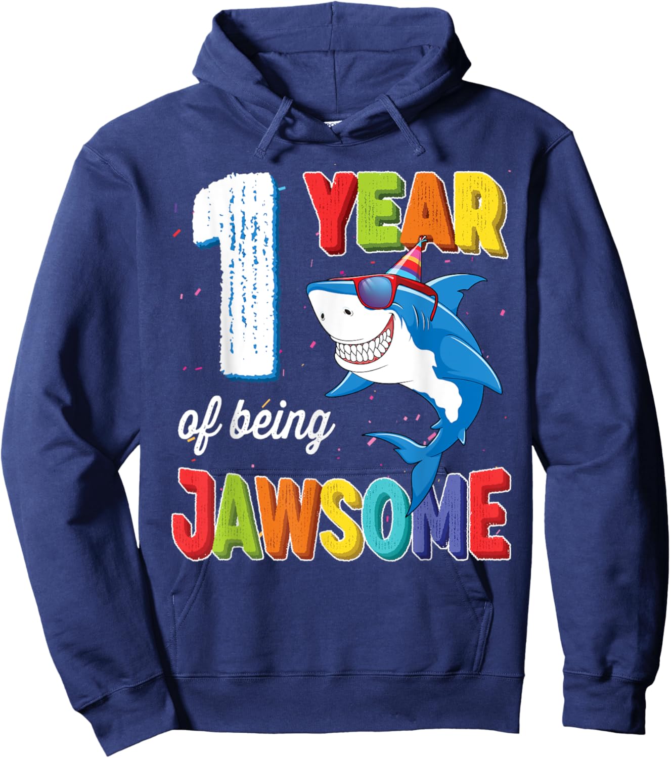 1 Year Old Shirt Toddlers Kids JawSome Shark 1st Birthday Hoodie - Hoodie | Navy