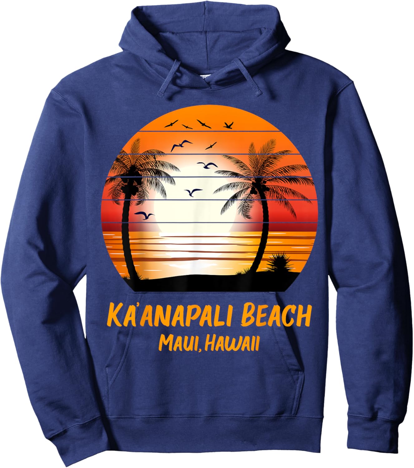 Ka’anapali Beach Maui Hawaii Vintage Sunset Kaanapali Retro Men Women Kids Hoodie - Hoodie | Navy