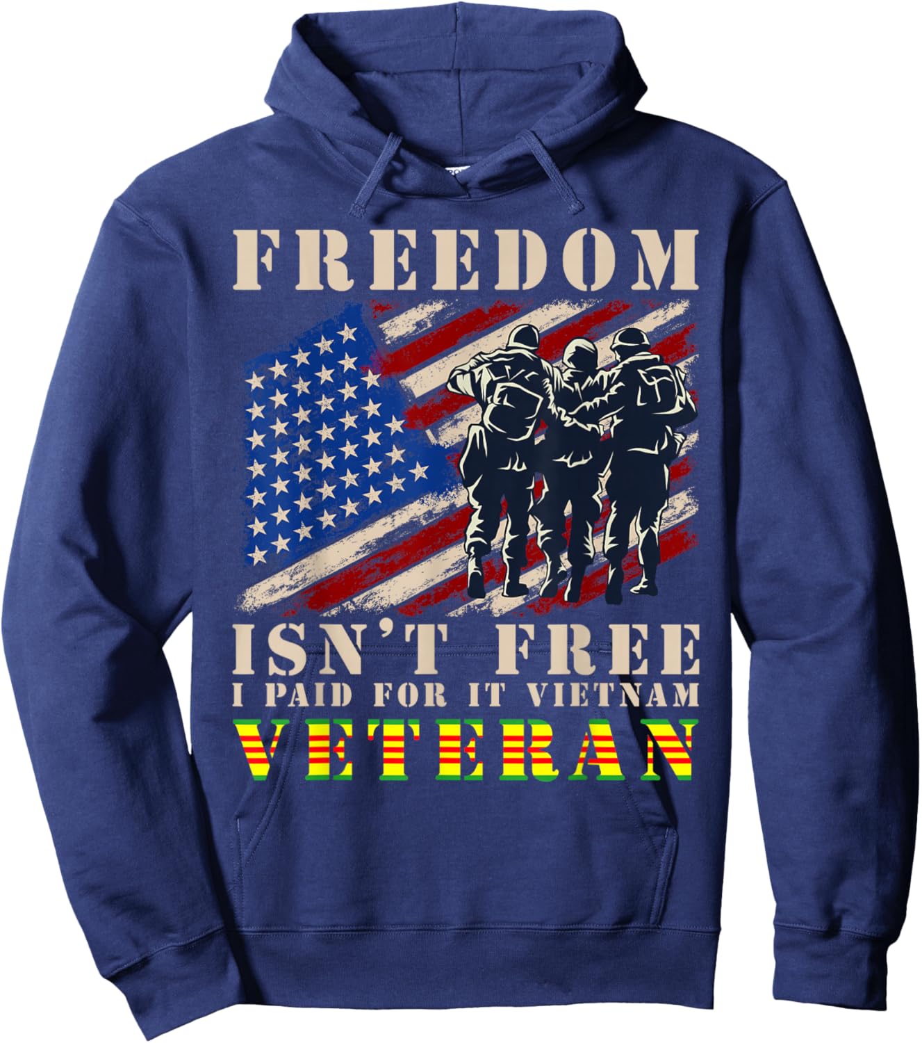 US Flag Freedom Isnt Free I Paid For It Vietnam Veteran Hoodie - Hoodie | Navy
