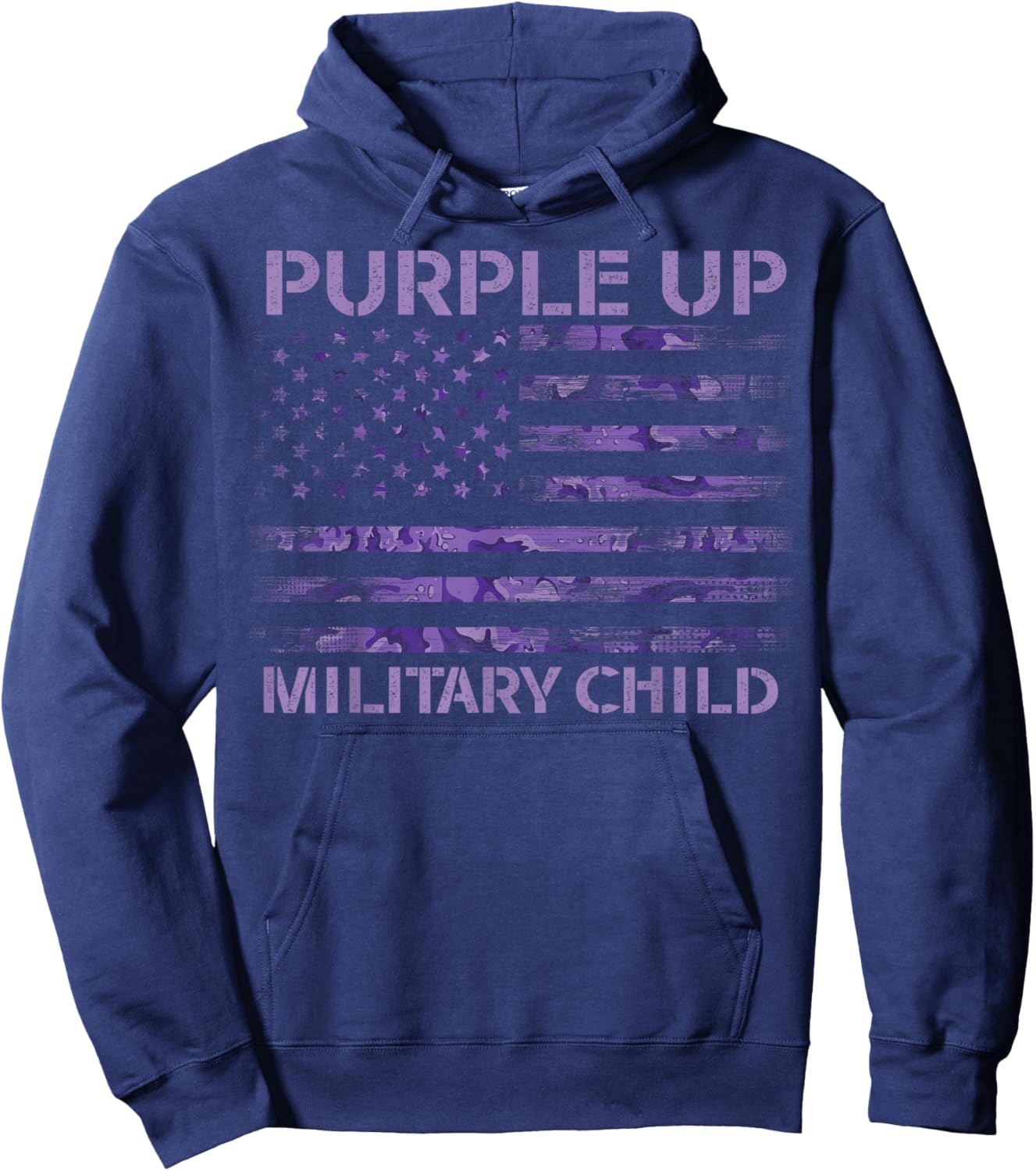 Purple Up Military Strong Child Kids Support Appreciation Hoodie - Hoodie | Navy
