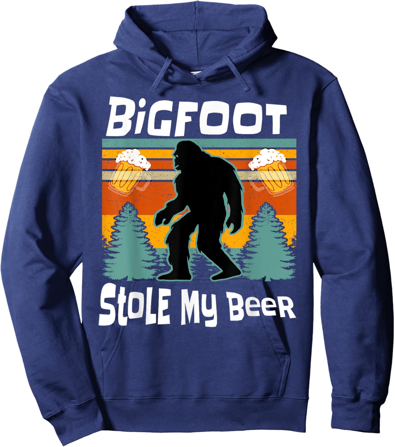 Bigfoot Stole My Beer Funny Yeti Yowi Sasquatch Drinking Hoodie - Hoodie | Navy