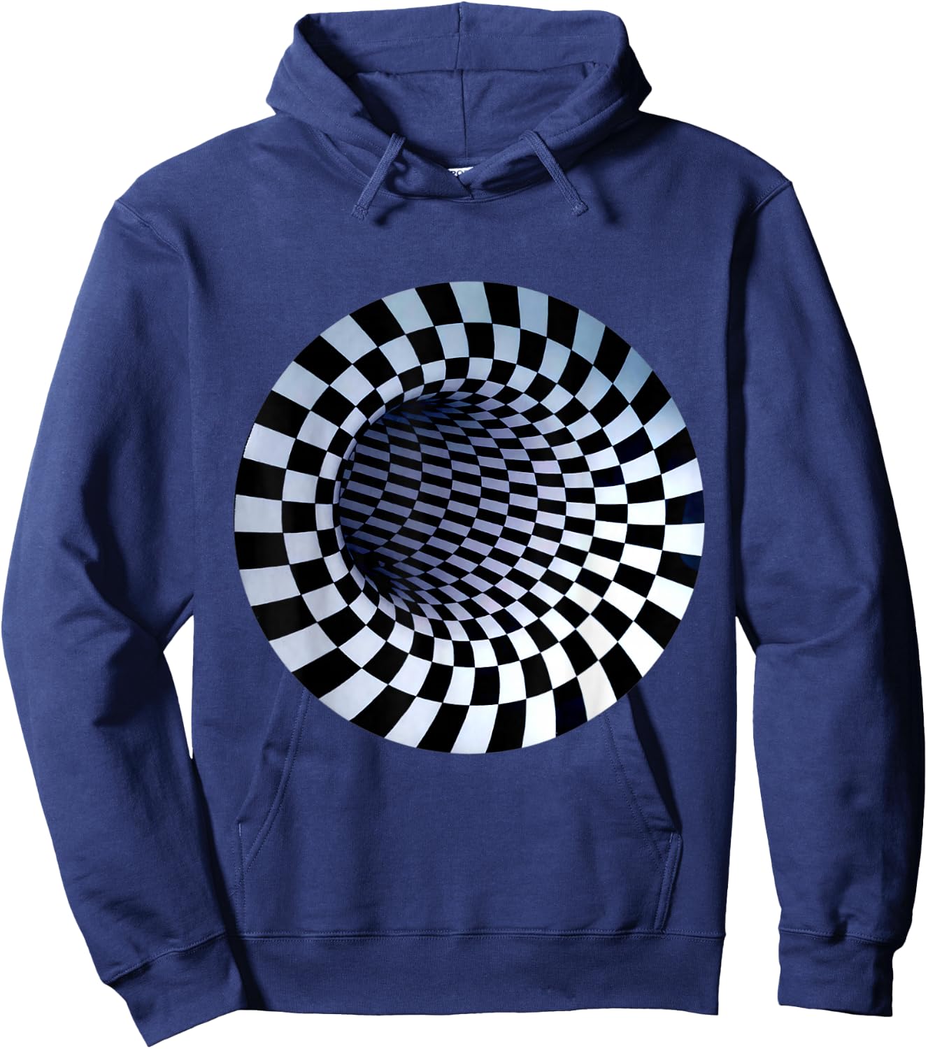 Hole Designs Women's Checkered Optical Illusion , Black, Small Hoodie - Hoodie | Navy