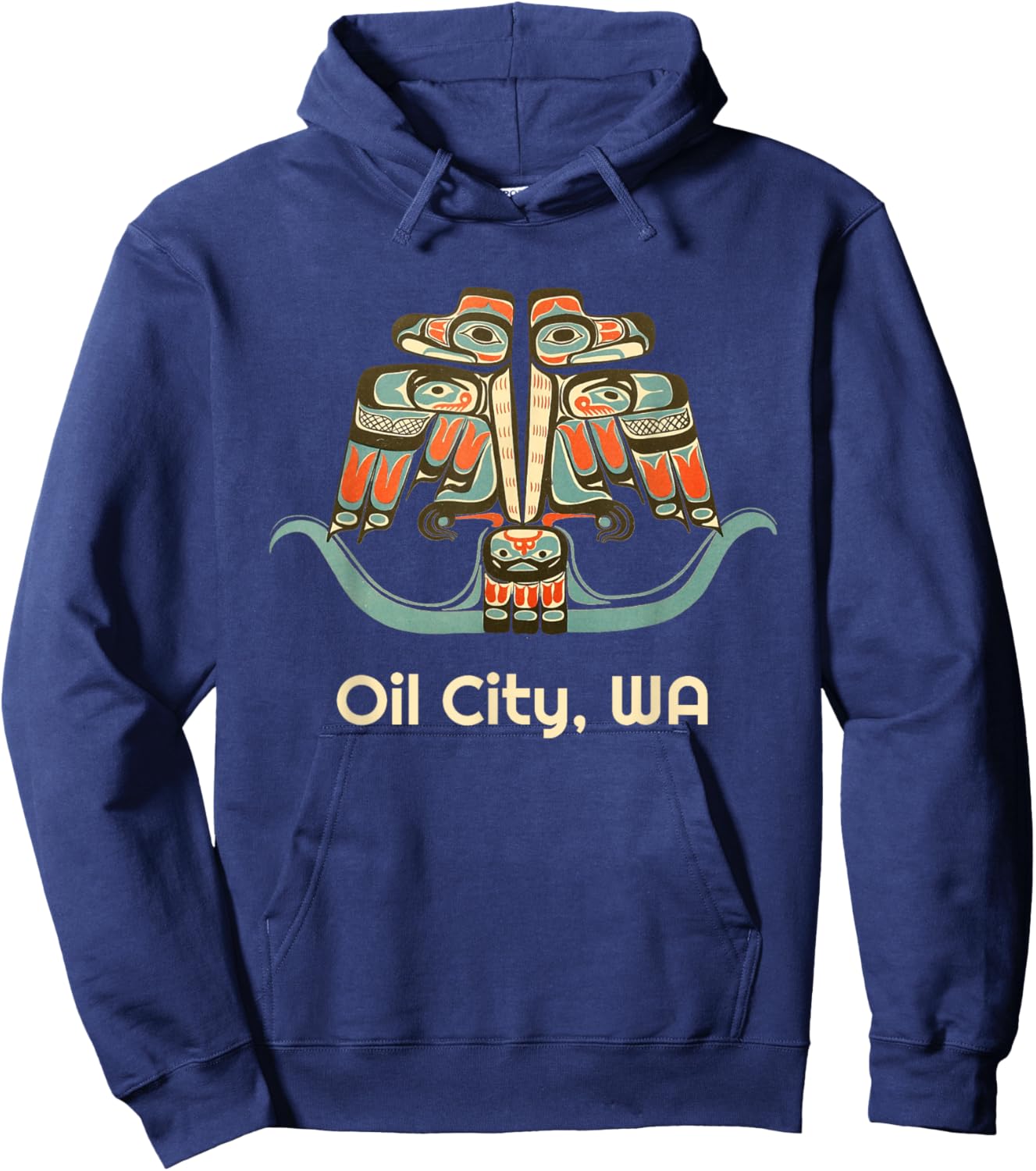 Oil City Washington Thunderbird NW Native American Hoodie - Hoodie | Navy