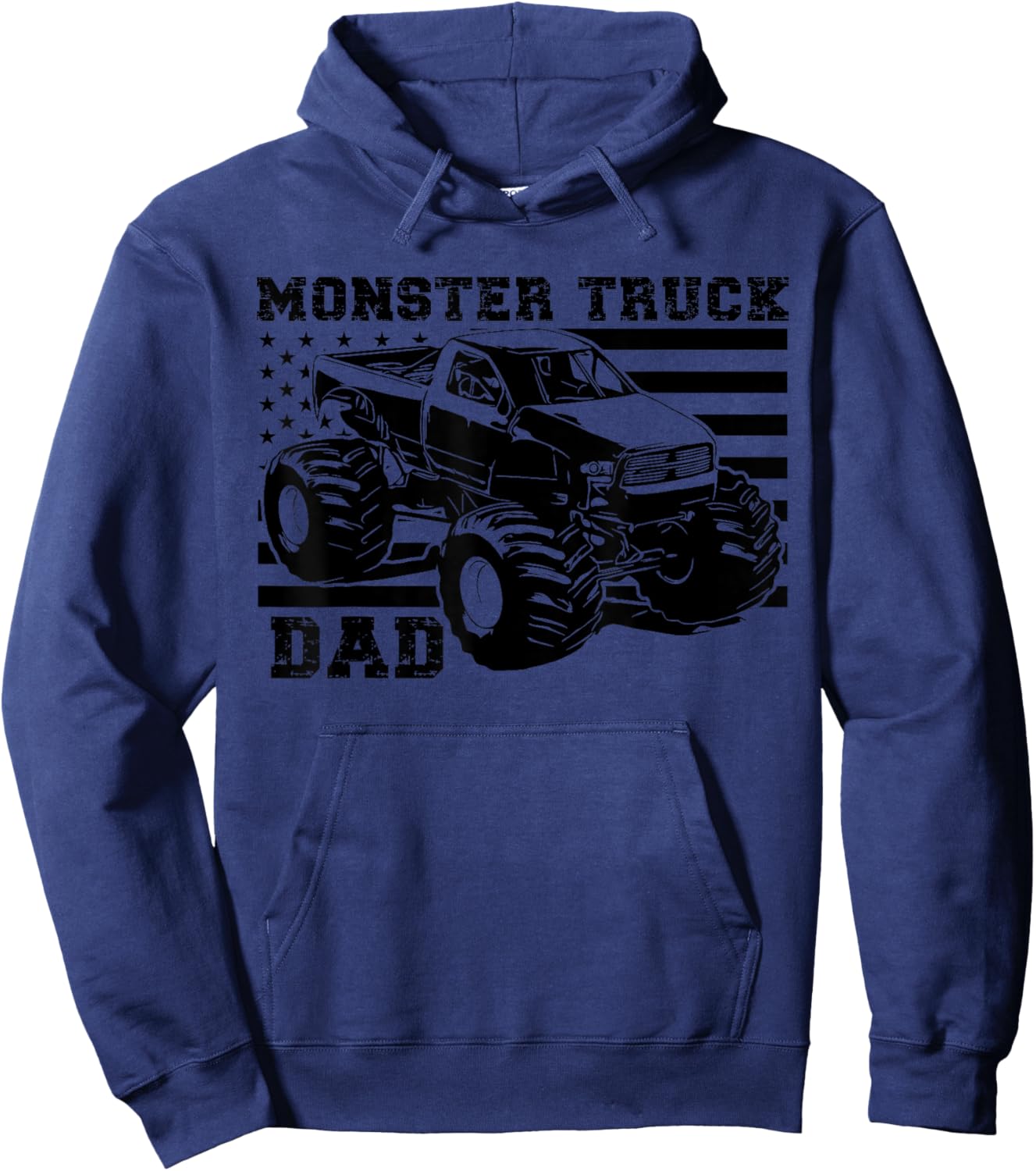 Patriotic Art Love USA Proud American Flag Monster Truck Dad Hoodie - Hoodie | Navy