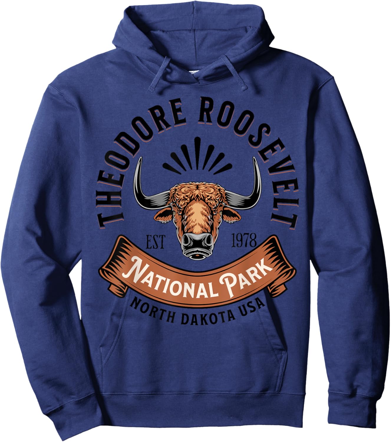 Theodore Roosevelt National Park North Dakota Buffalo Hike Hoodie - Hoodie | Navy