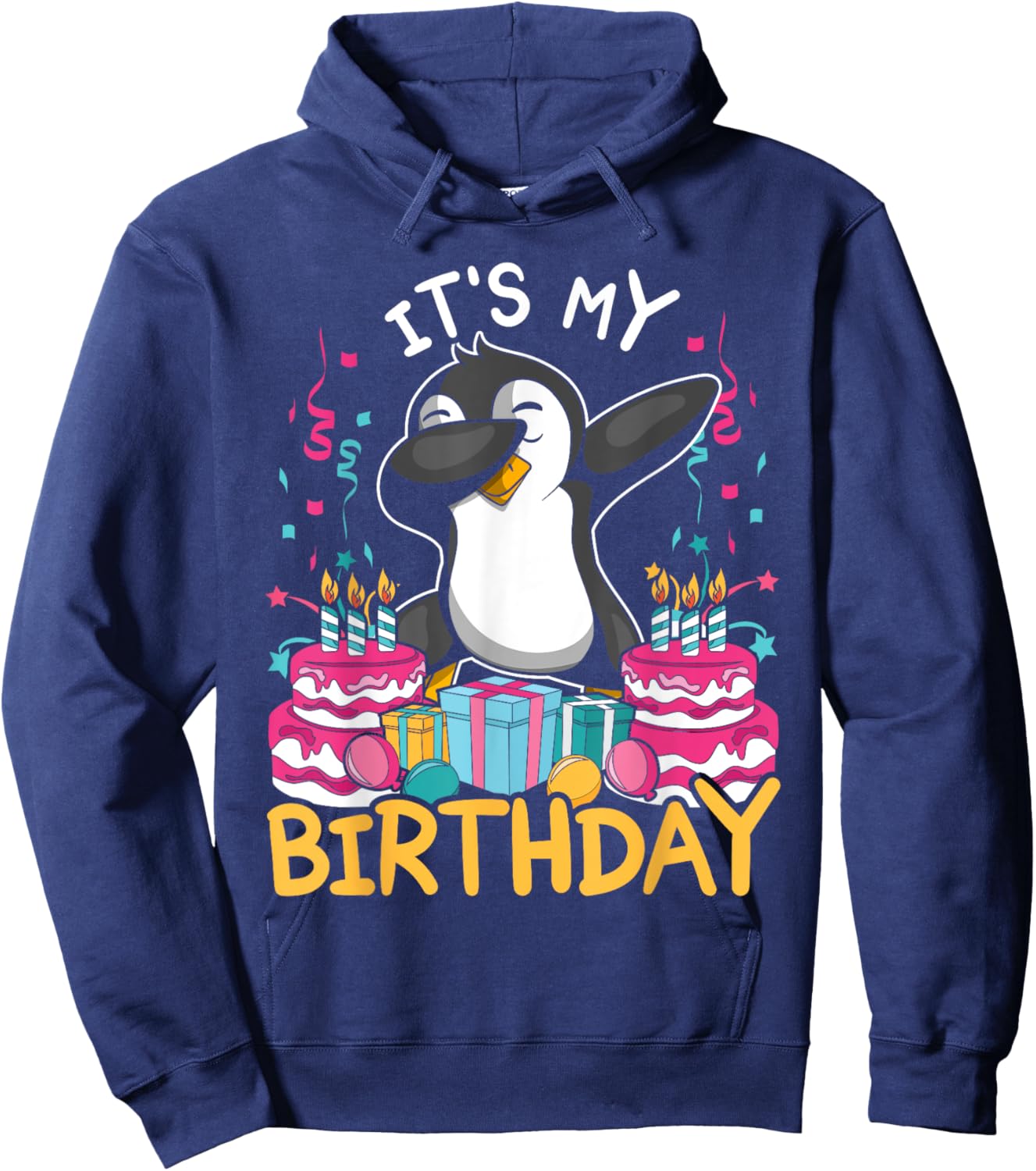 Its My Birthday Animal Kids Cake Gift Funny Dabbing Penguin Hoodie - Hoodie | Navy