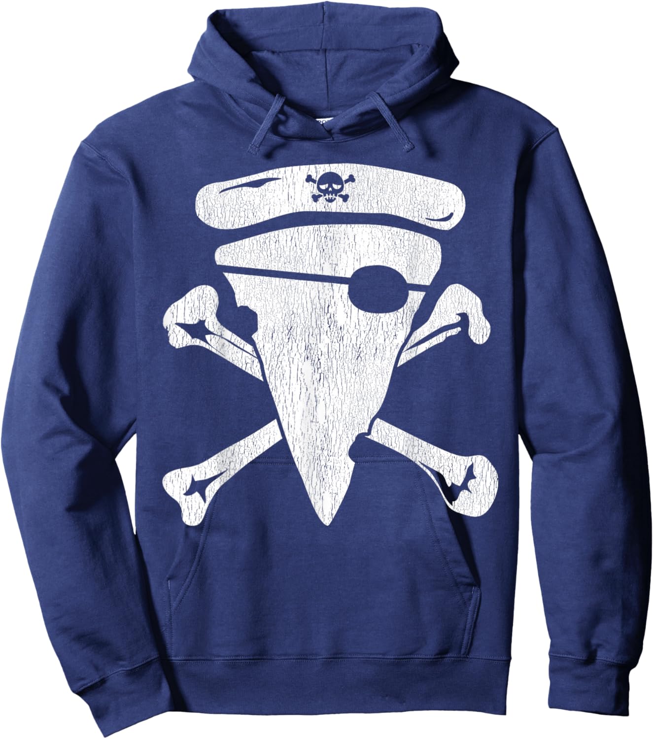 Pirate Pizza Skull Crossbones Funny Halloween Costume Hoodie - Hoodie | Navy