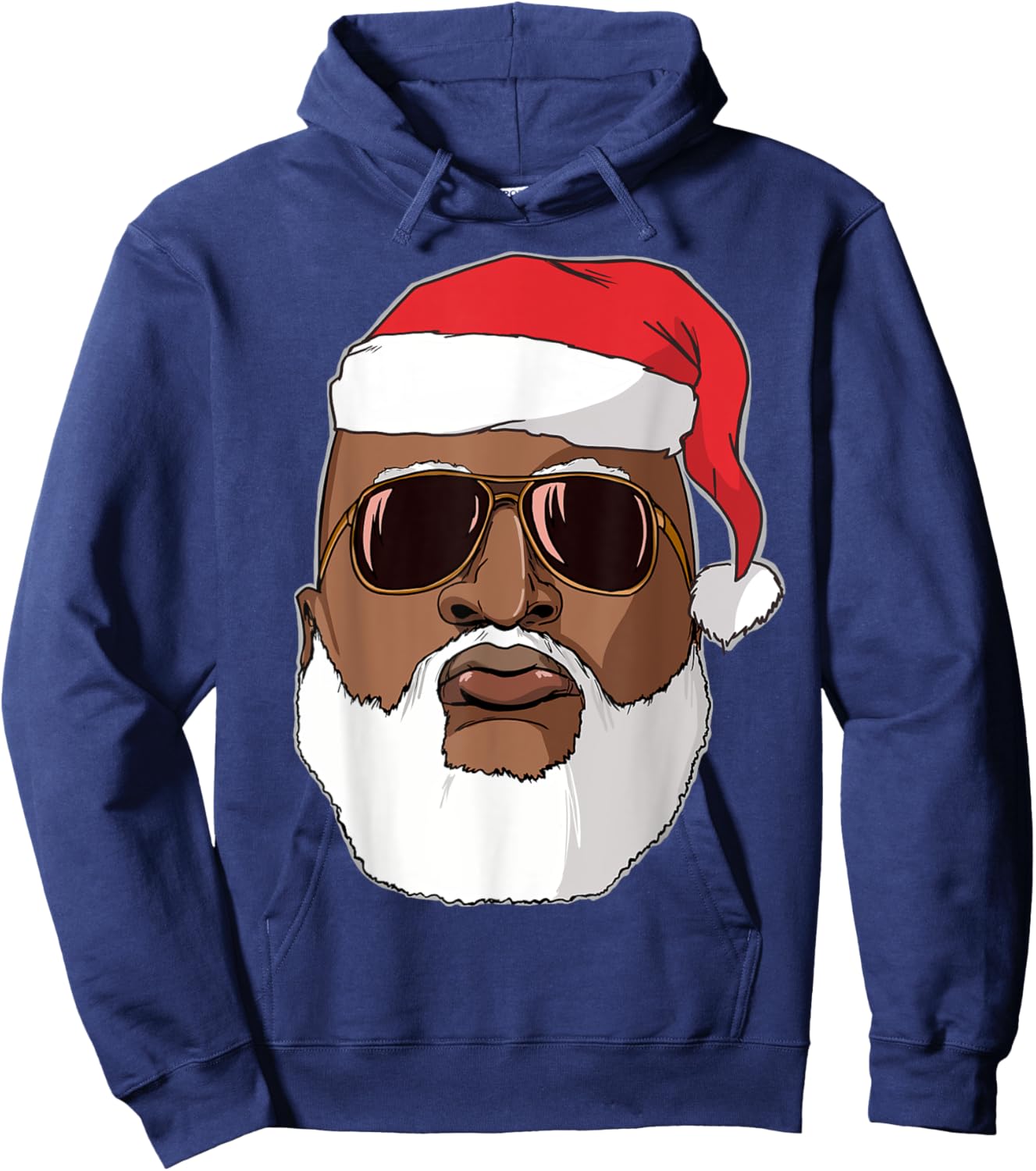 Black hip hop Santa Claus novelty African American Santa Hoodie - Hoodie | Navy