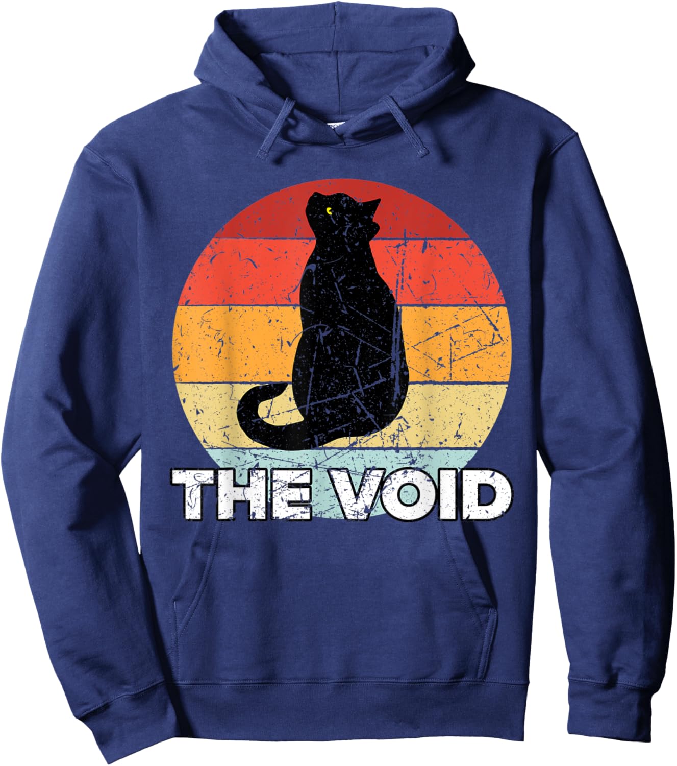 Black Cat The Void Vintage Sunset Kitty Cat Mom Dad Women Hoodie - Hoodie | Navy
