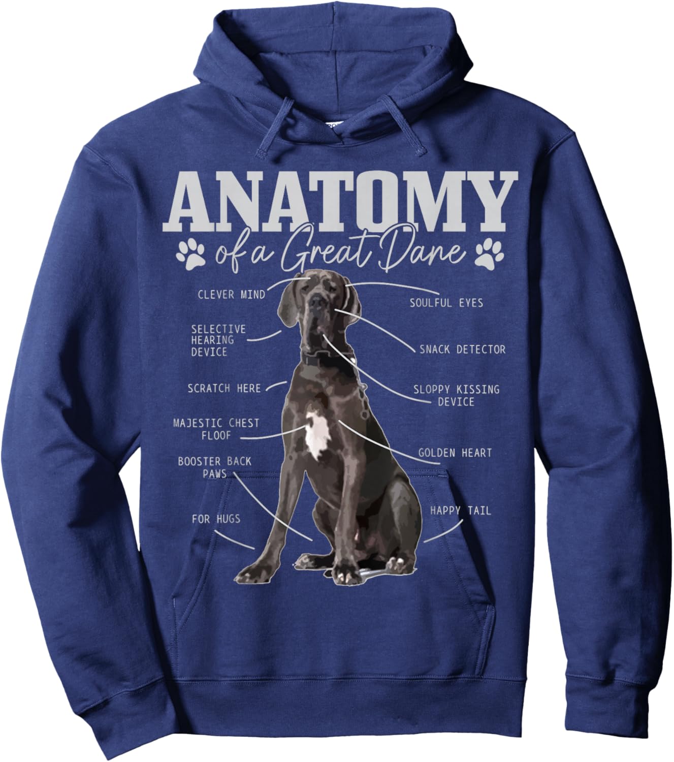 Anatomy of A Great Dane Funny Cute Dog Mom Dad Hoodie - Hoodie | Navy