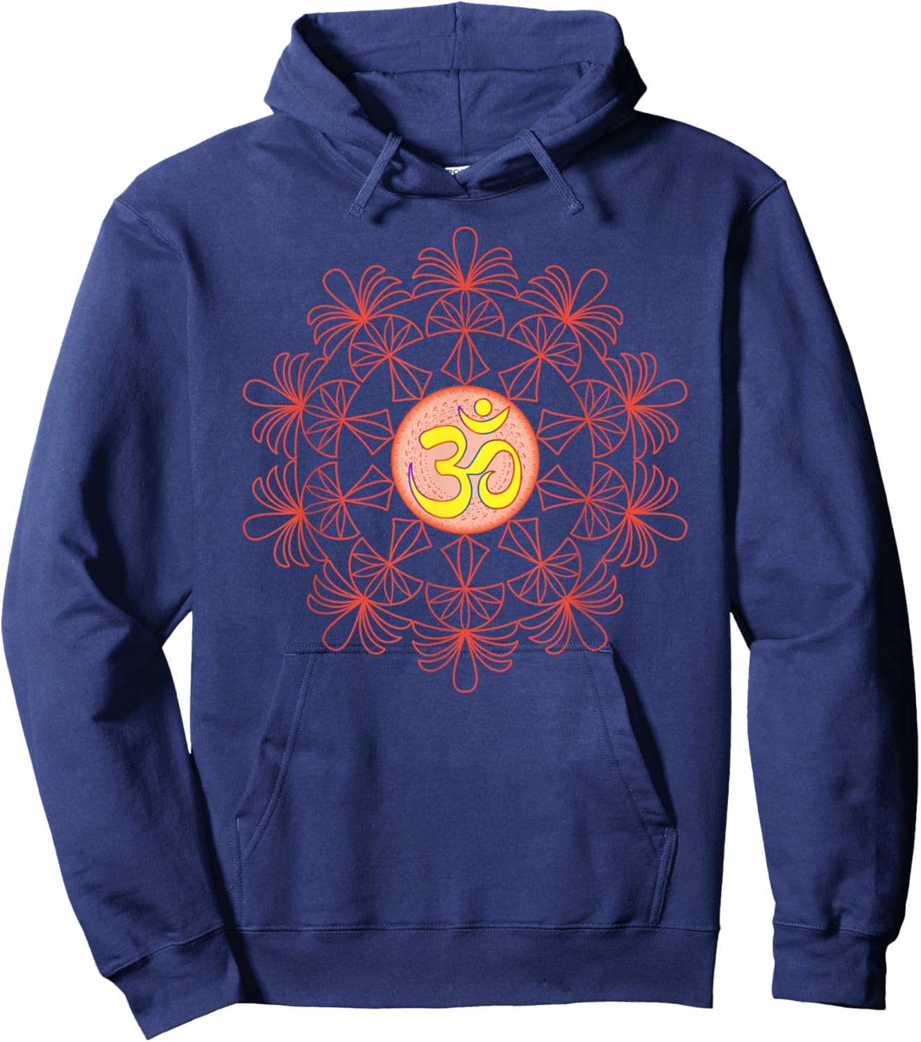 Om Aum Omkara Symbol Spiritual Yoga Meditation Lotus Mandala Hoodie - Hoodie | Navy