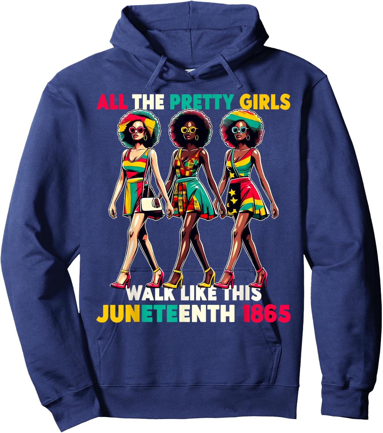 Black Women Juneteenth 1865 Celebrate Freedom Celebrating Hoodie - Hoodie | Navy