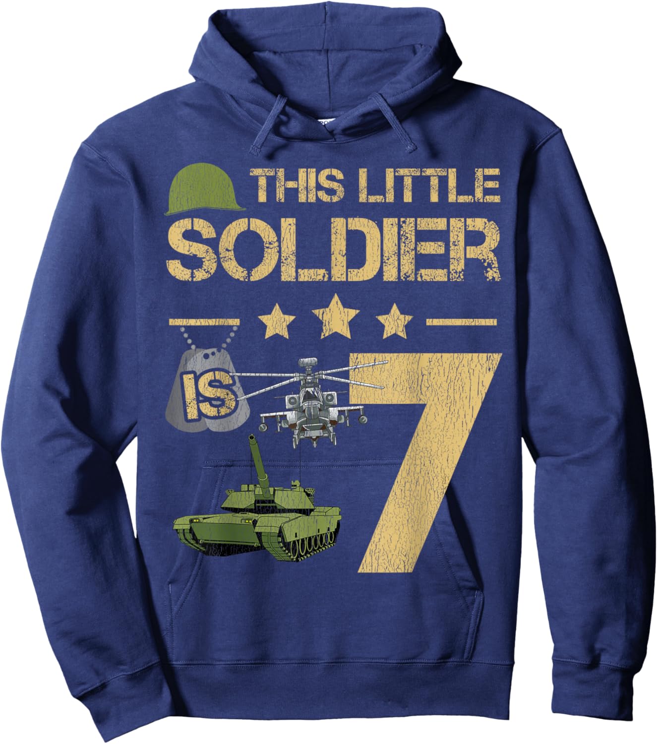 7 Year Old Soldier Birthday Boy 7th Birthday Kids Army Camo Hoodie - Hoodie | Navy