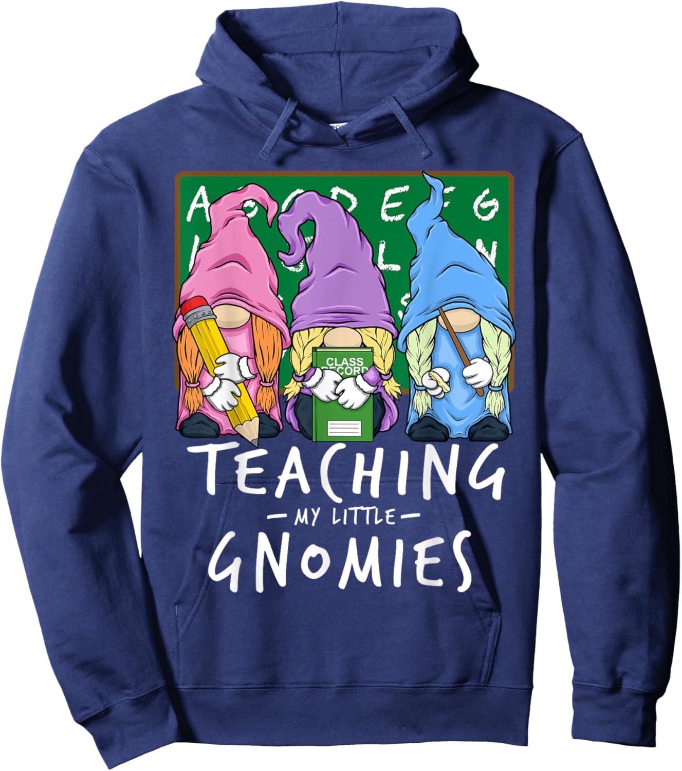 Teaching My Little Gnomies with Gnome for Teacher Women Hoodie - Hoodie | Navy