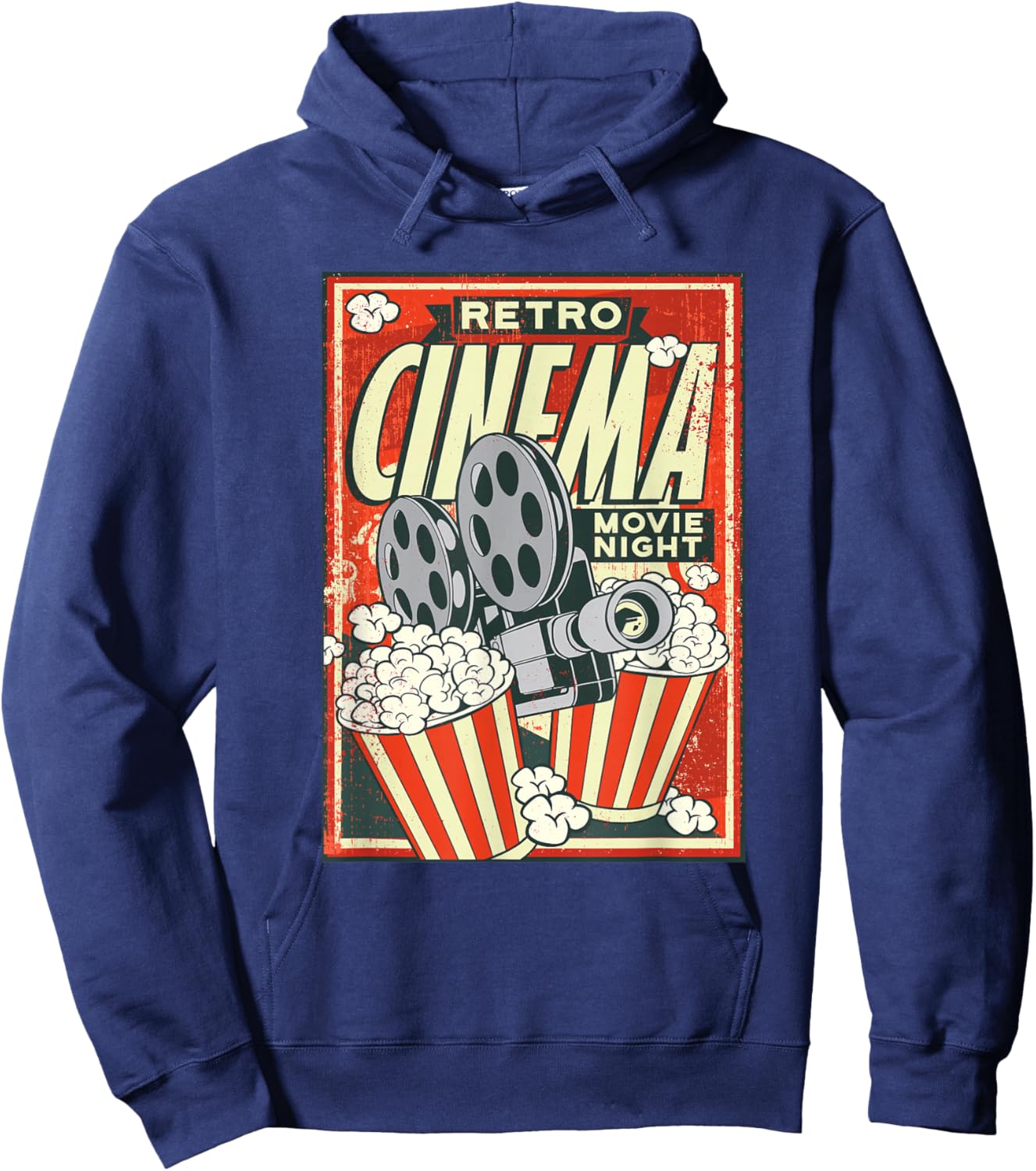 Retro Movie Night Vintage Cinema Reel Movie Poster Hoodie - Hoodie | Navy