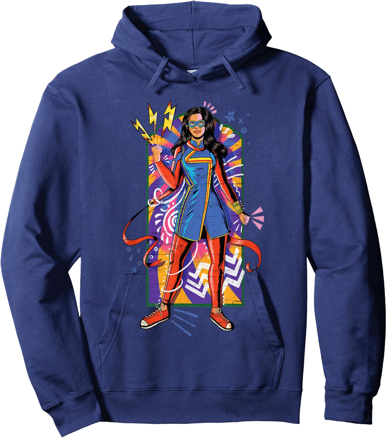 Marvel Ms. Marvel Kamala Khan Mural Art Hoodie - Hoodie | Navy