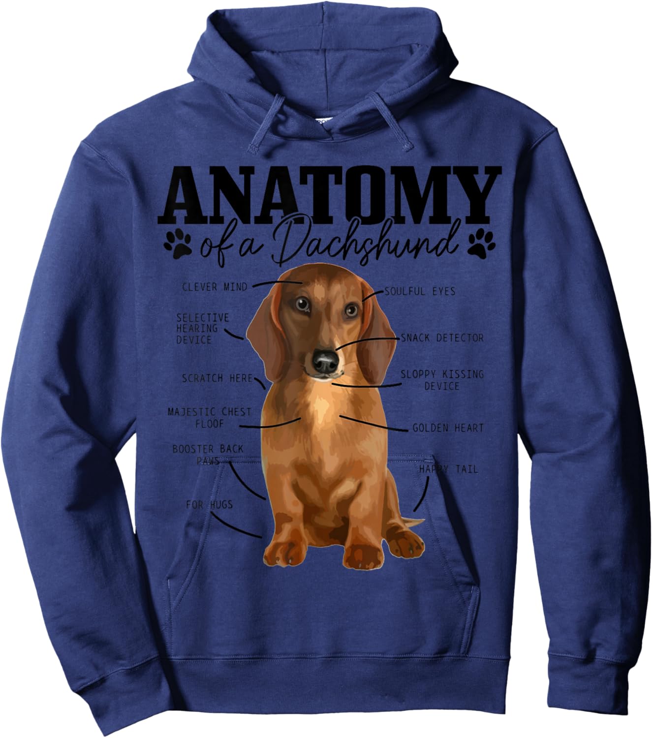 Anatomy Of A Dachshund Funny Cute Wiener Dog Mom Dad Hoodie - Hoodie | Navy