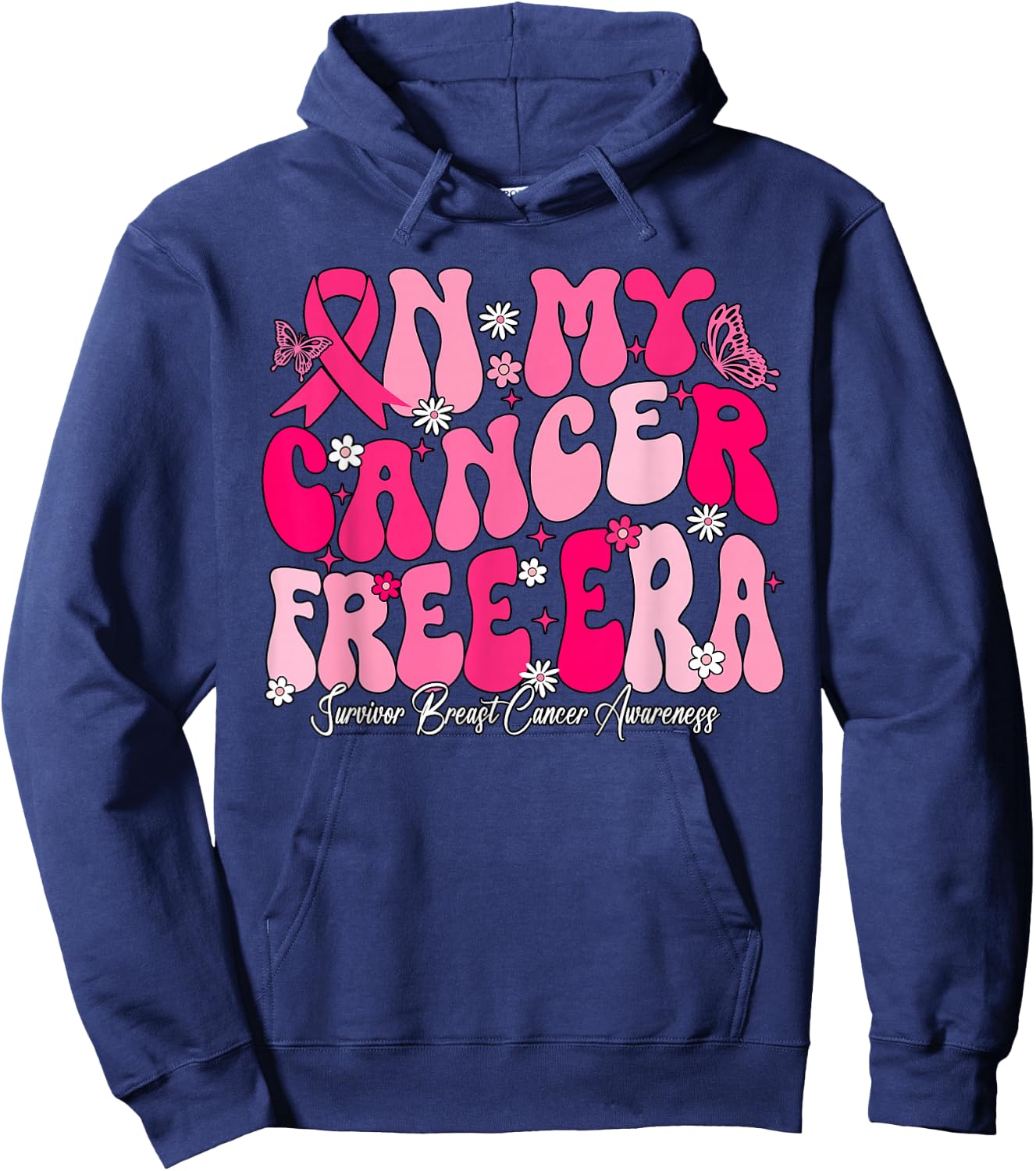 In My Cancer Free Era Survivor Breast Cancer Awareness Hoodie - Hoodie | Navy