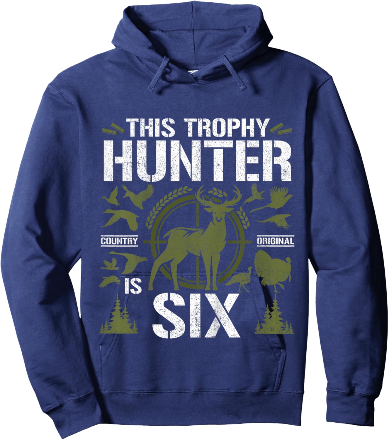 6 Year Old Hunting Birthday Party Duck Deer Hunter 6th Gift Hoodie - Hoodie | Navy