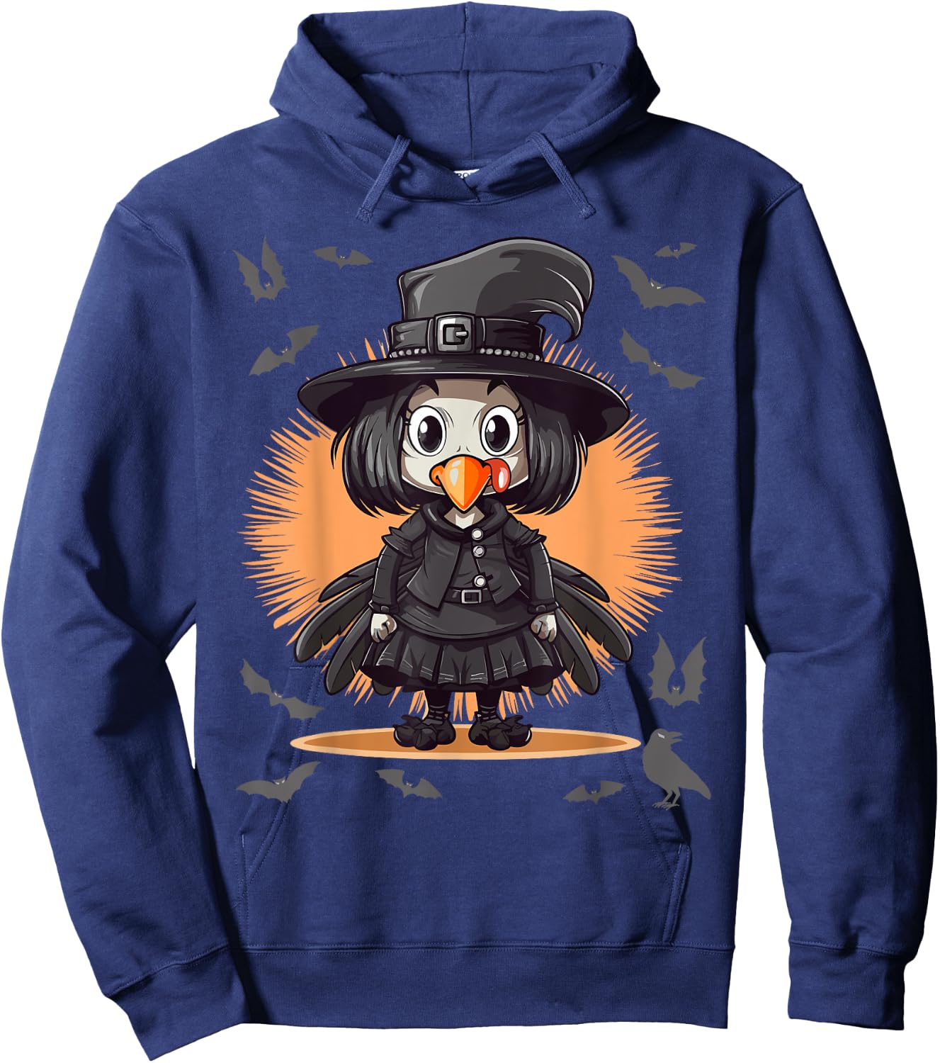 Goth Girl Turkey Outfit - Gothic Turkey Goth Thanksgiving Hoodie - Hoodie | Navy