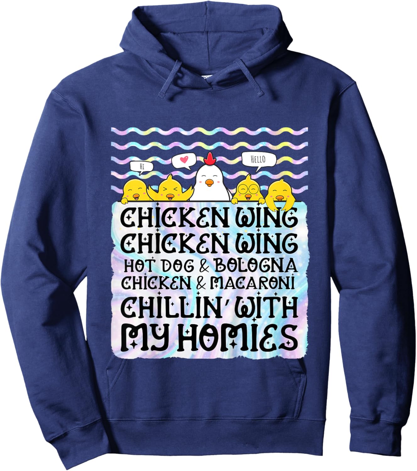 Kids Chicken Wing Chicken Wing Hot Dog and Bologna Macaroni Hoodie - Hoodie | Navy