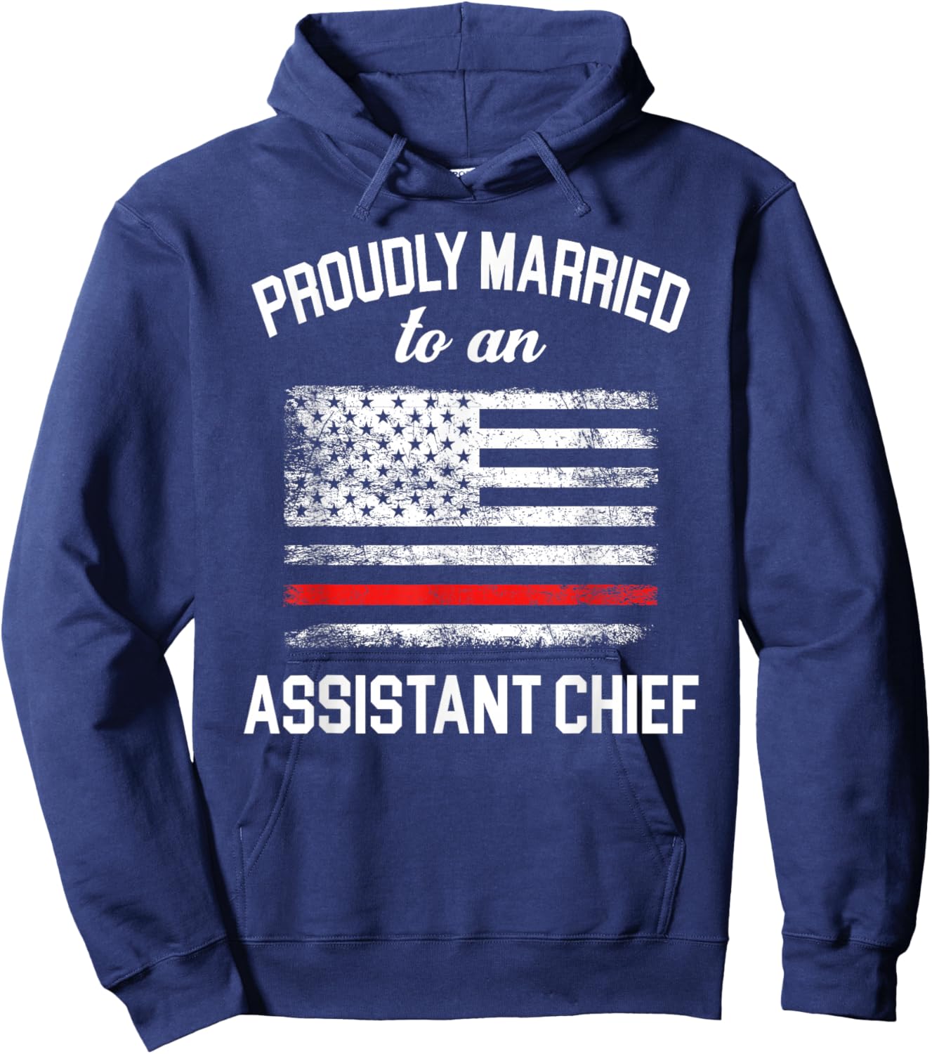 Assistant Fire Chief Wife Husband - Proudly Married Hoodie - Hoodie | Navy
