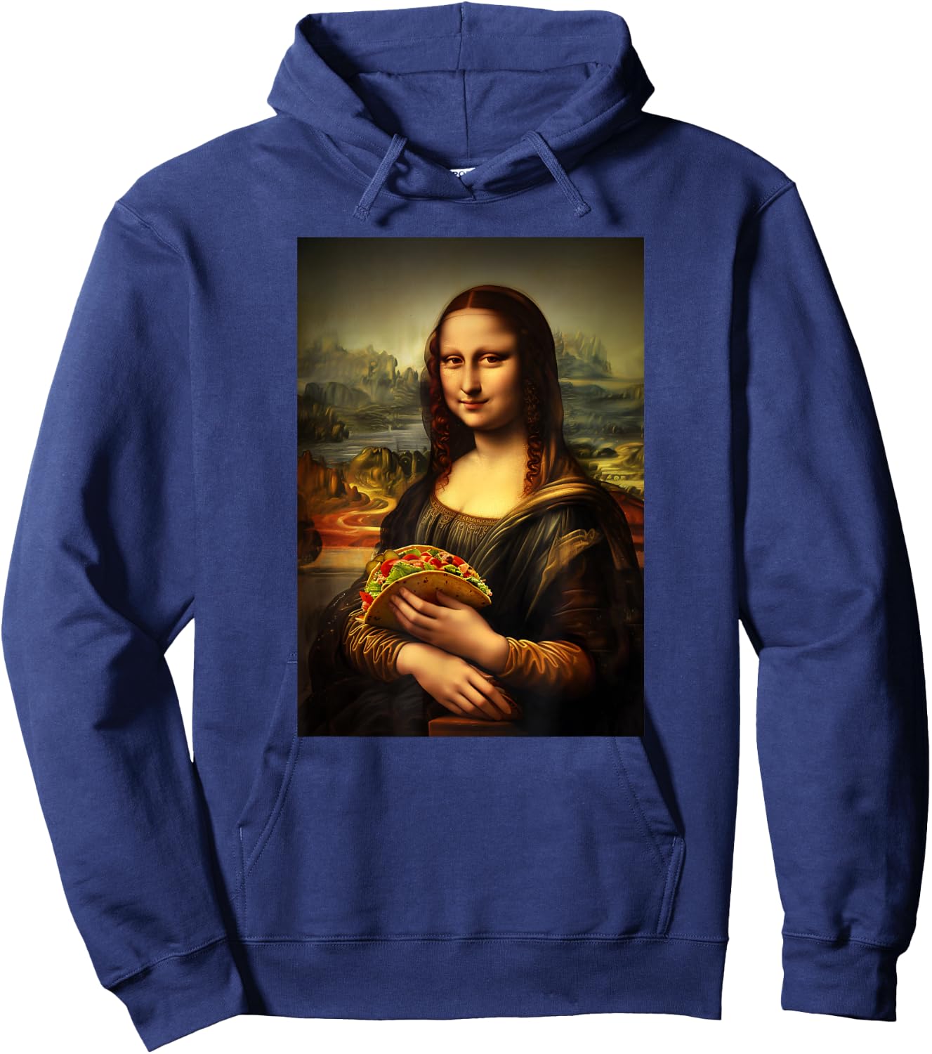 Funny Tacos Mona Lisa Painting Art Mom Dad Hoodie - Hoodie | Navy